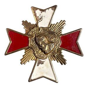 Vintage Knight Coat of Arms Pin Badge Brooch Red White Enamel Order Of The Cross